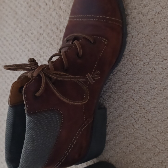 Sperry women Leather Laceup Ankle Boot collar gas padded canvas material 10M - Picture 4 of 11